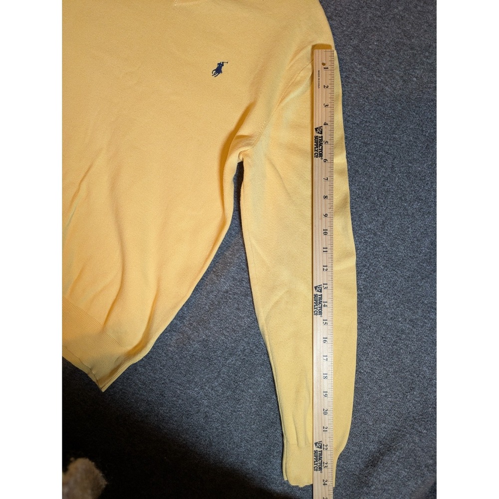 Polo Ralph Lauren Sweater Men's M Yellow Pima Cotton V Neck Preppy Golf Classic - Picture 4 of 9